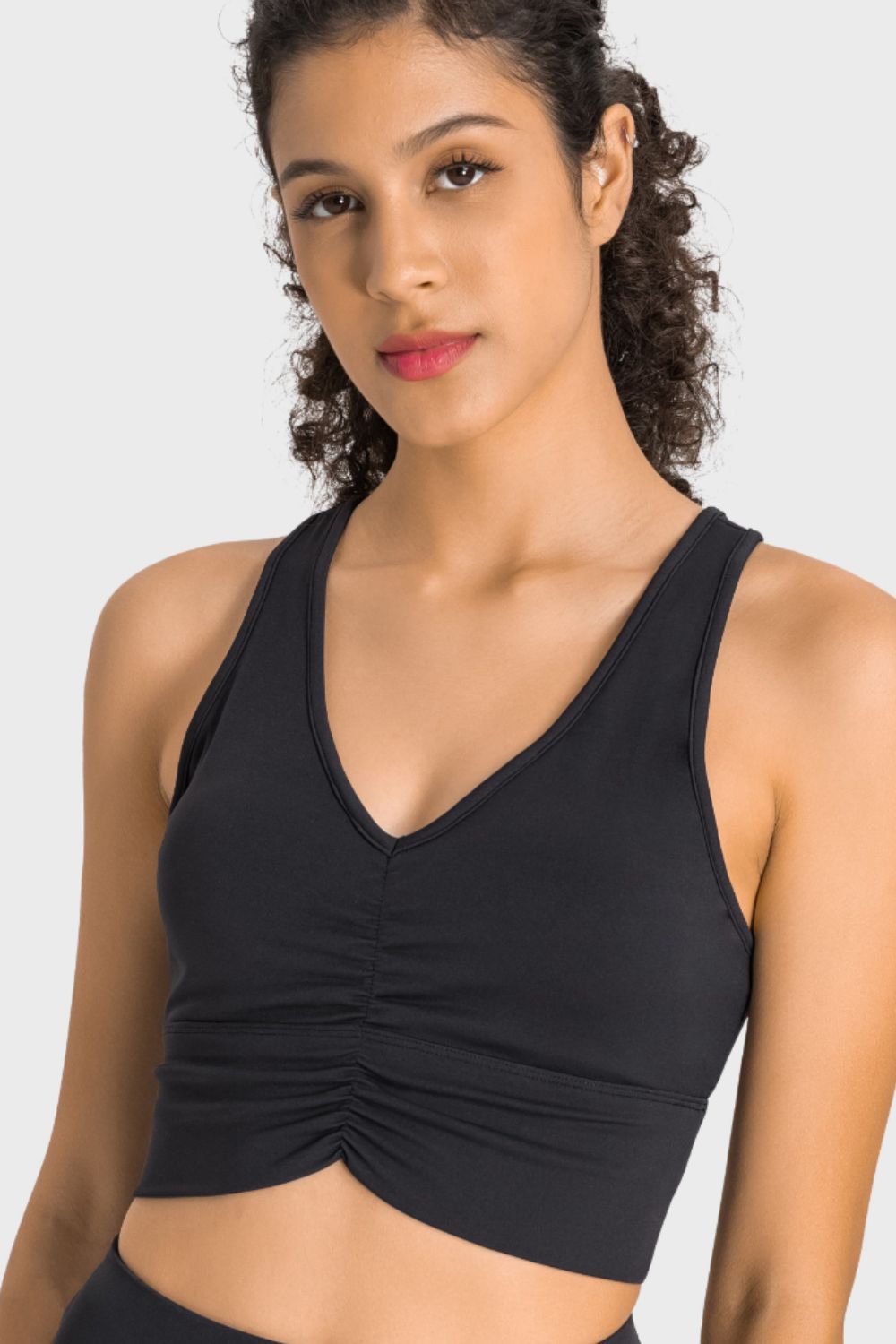 GATHERED HALTER SPORTS BRA