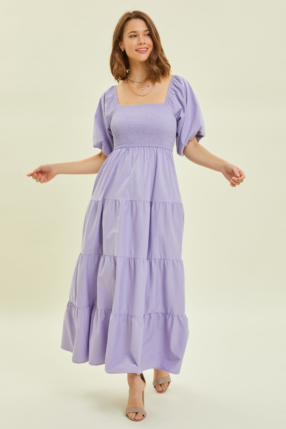 Lilac Ruffled Poplin Dress