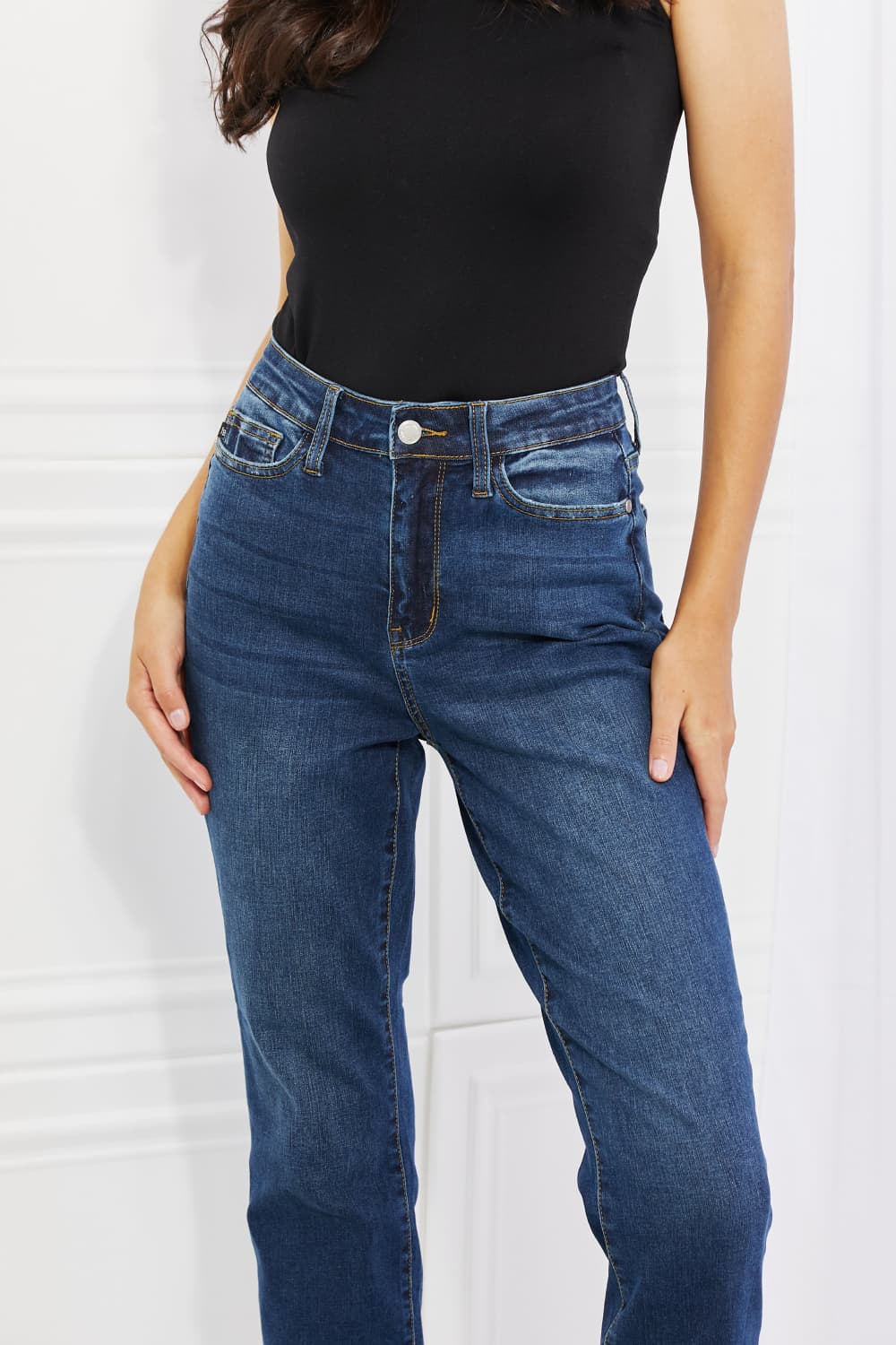 Judy Blue Crystal High Waisted Cuffed Boyfriend Jeans