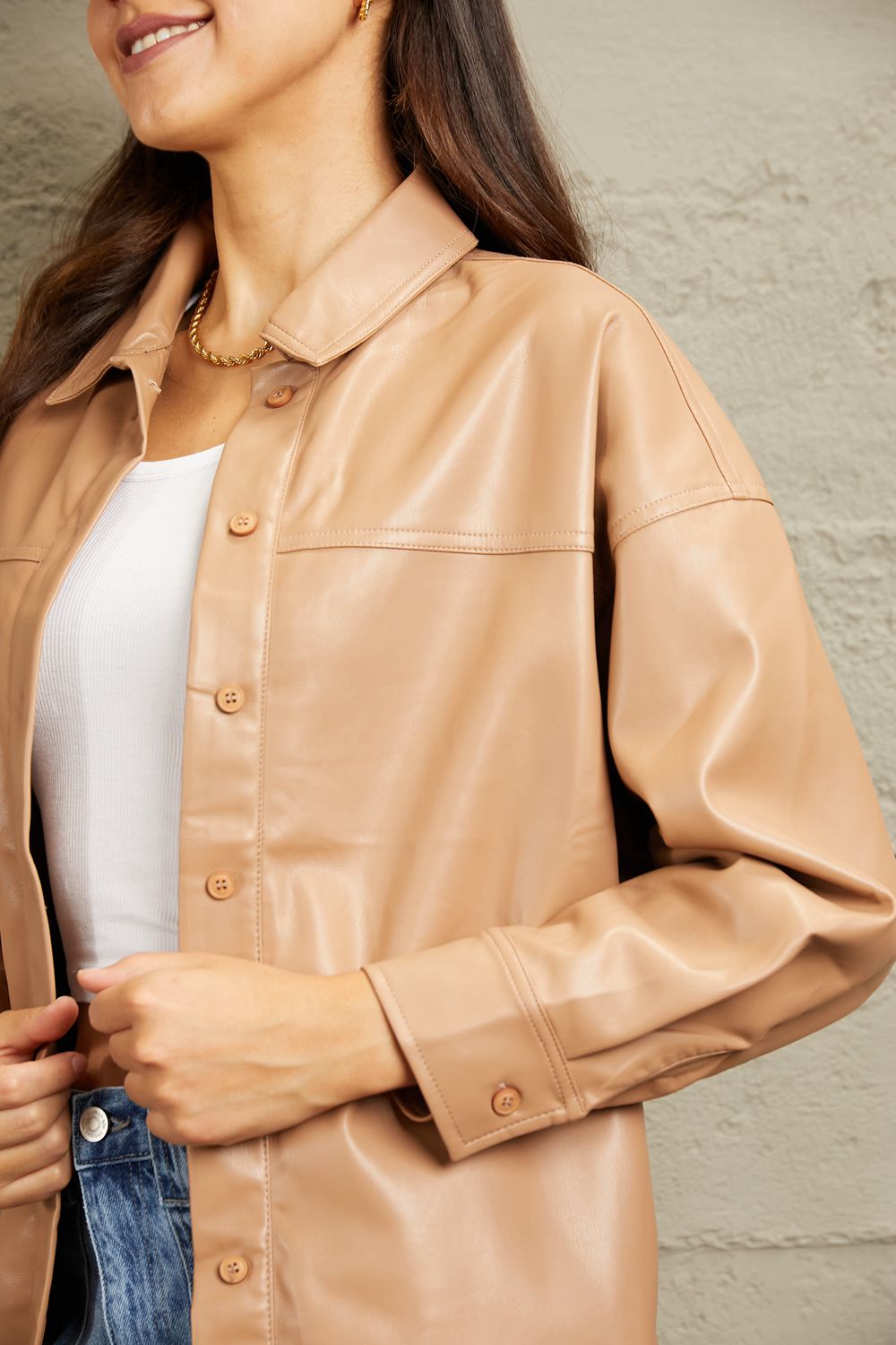 Kyle Vegan Leather Button Down Shirt