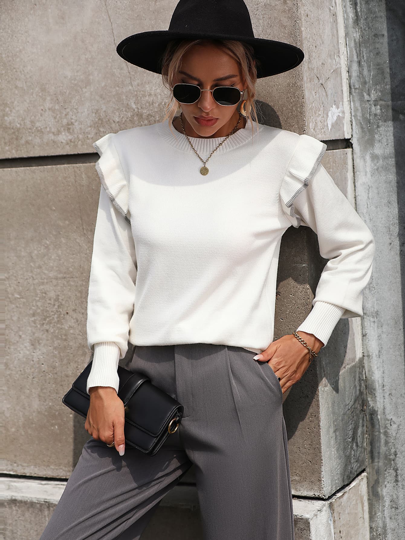 Ruffle Trim Sweater