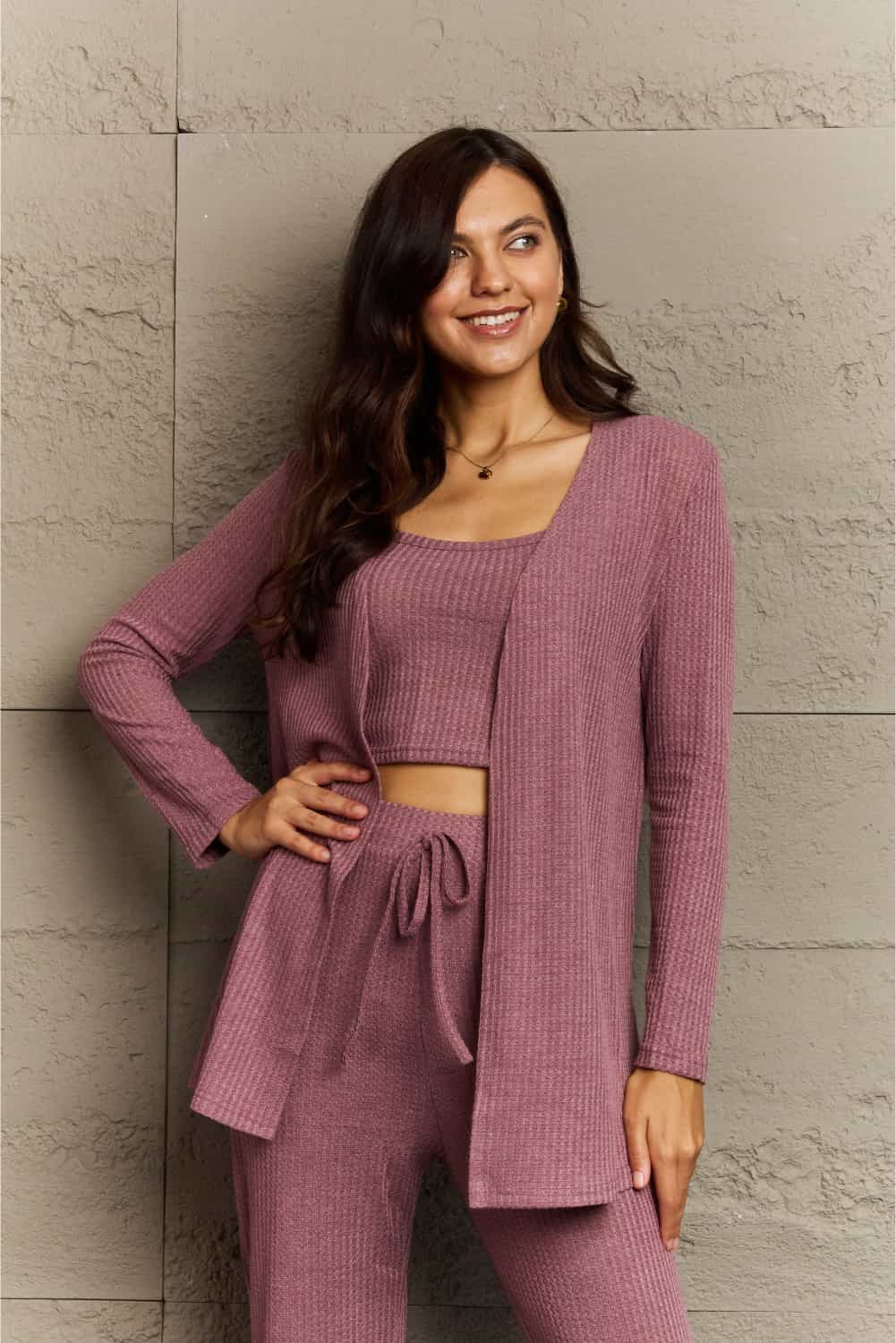 JET SET Cropped Top, Long Pants and Cardigan Lounge Set