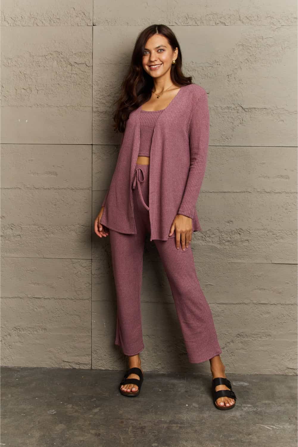 JET SET Cropped Top, Long Pants and Cardigan Lounge Set