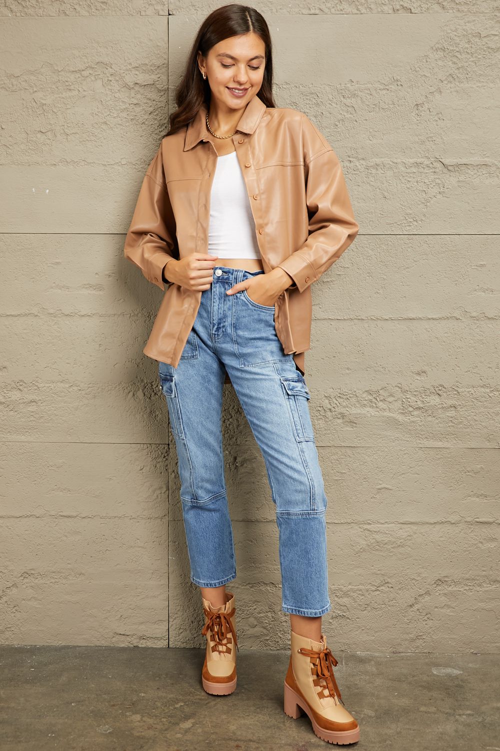 Kyle Vegan Leather Button Down Shirt