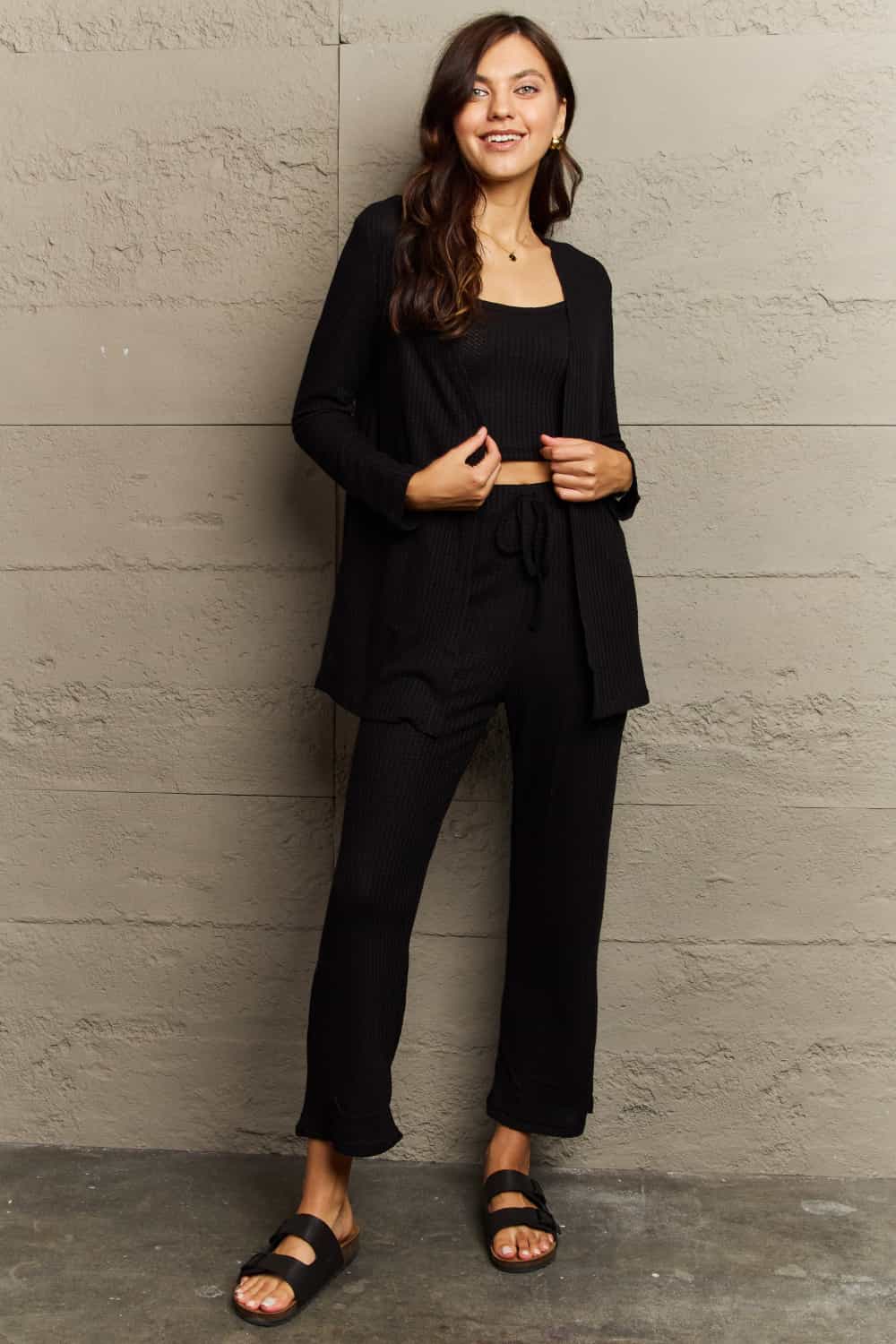 JET SET Cropped Top, Long Pants and Cardigan Lounge Set