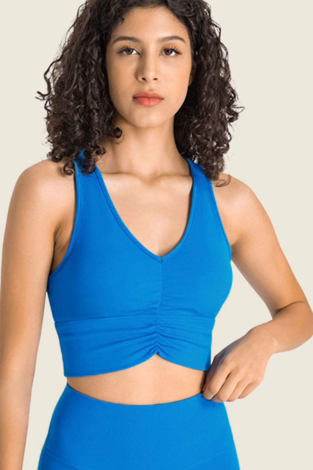 GATHERED HALTER SPORTS BRA