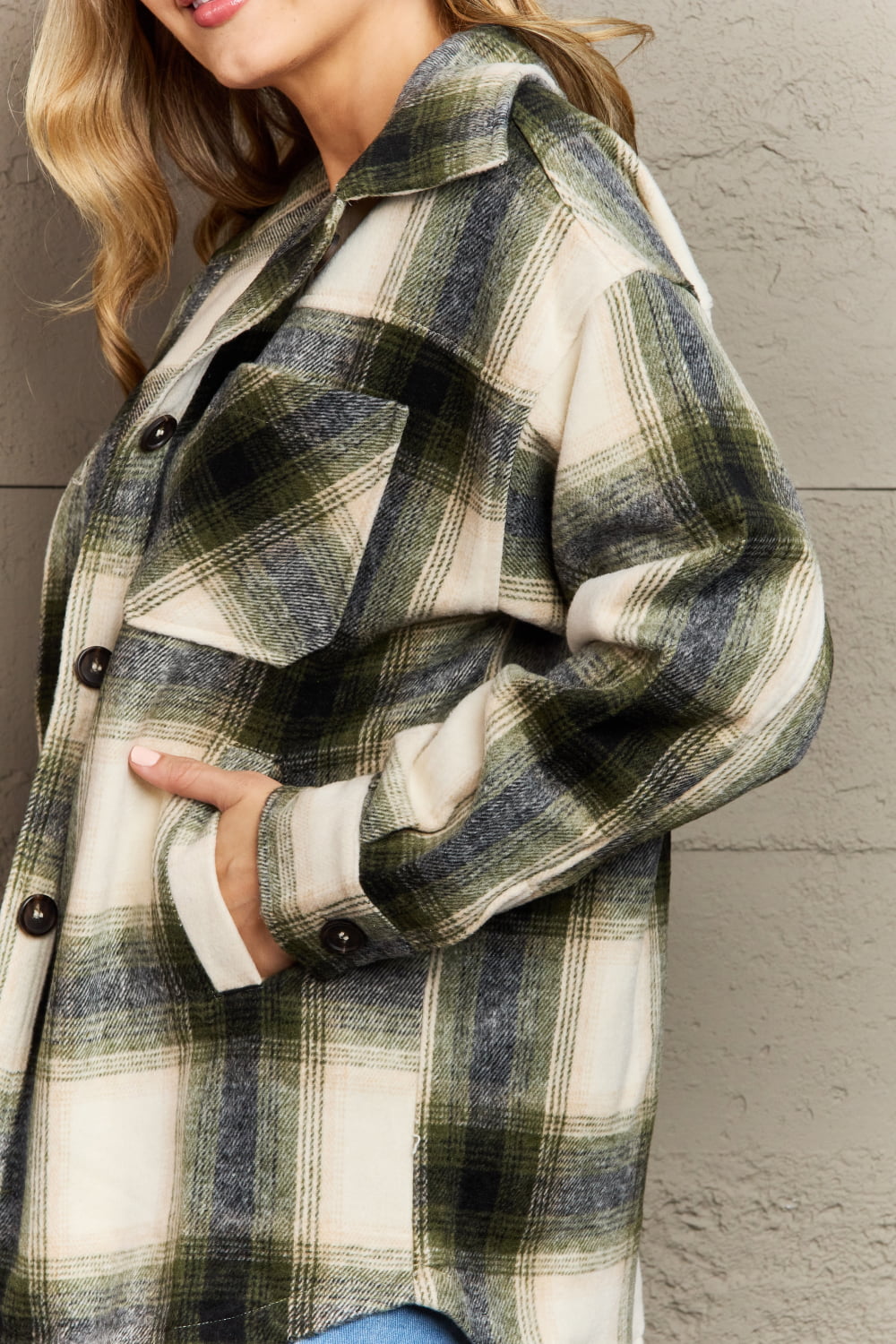 The Fireplace Oversized Plaid Shacket