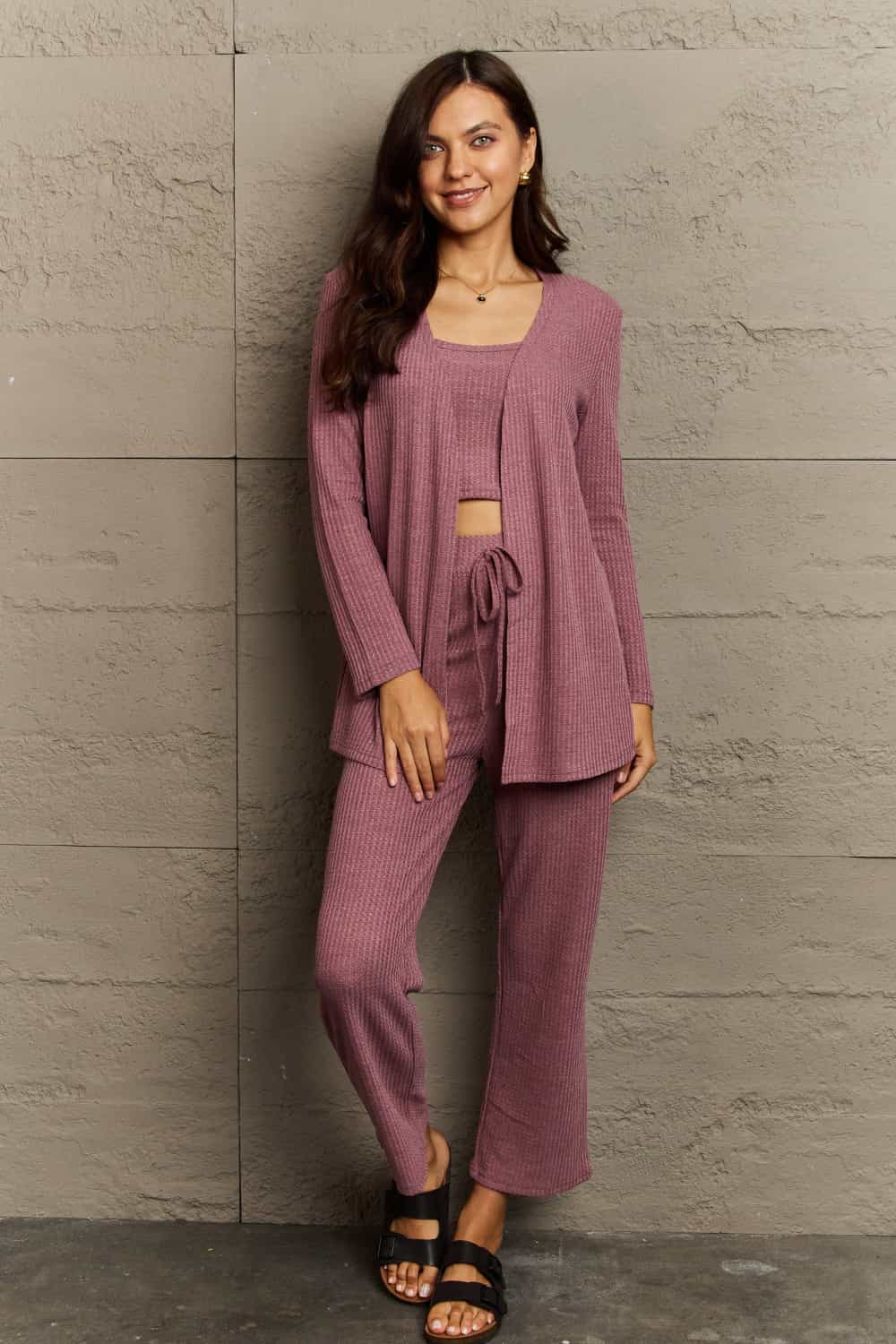 JET SET Cropped Top, Long Pants and Cardigan Lounge Set