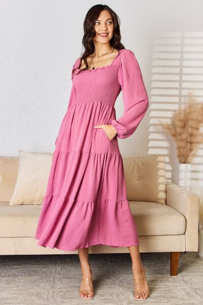 Cali Ruffle Trim Smocked Tiered Dress