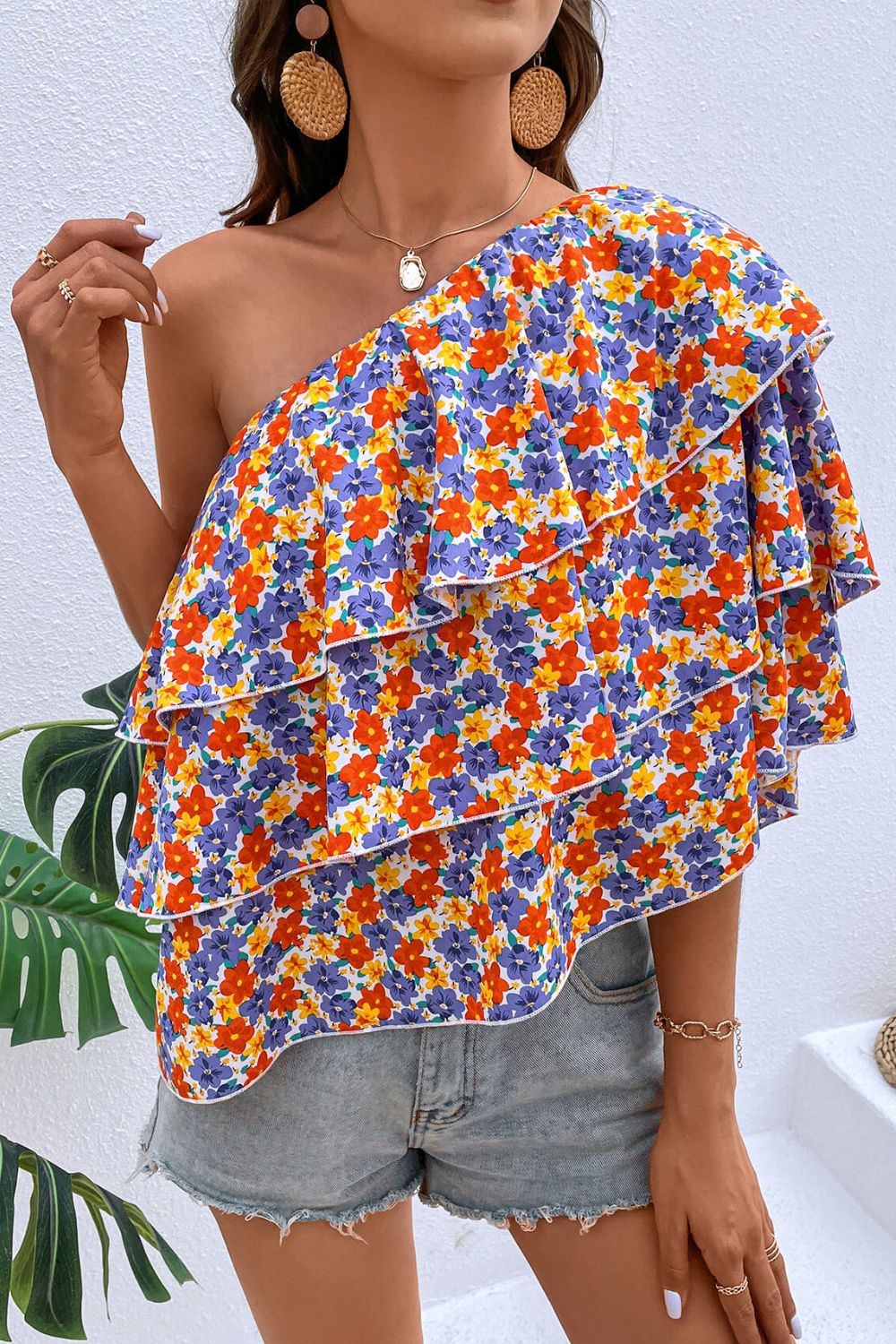 RUFFLE IT ONE SHOULDER BLOUSE