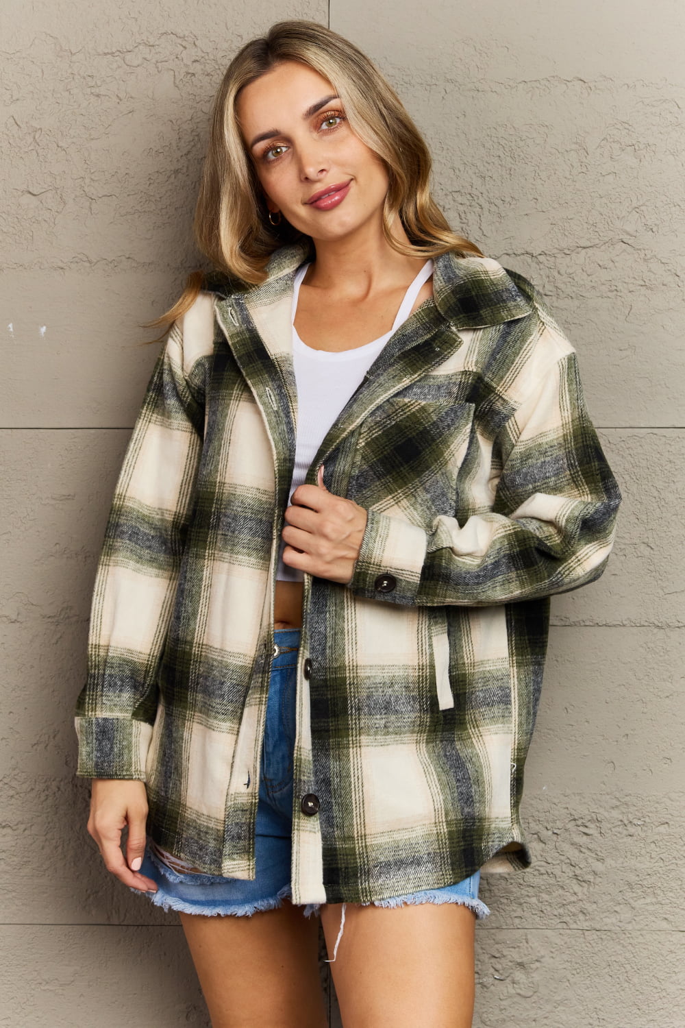 The Fireplace Oversized Plaid Shacket