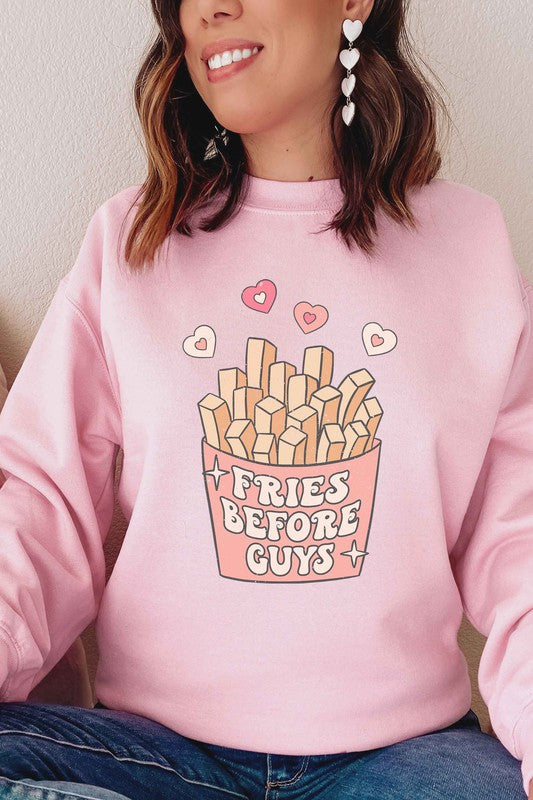 FRIES BEFORE GUYS GRAPHIC SWEATSHIRT