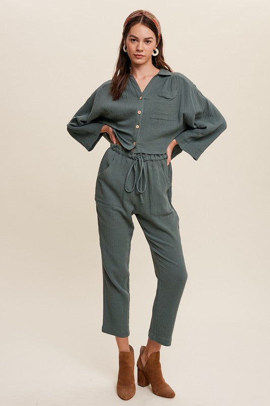 Long Sleeve Button Down and Long Pants Sets