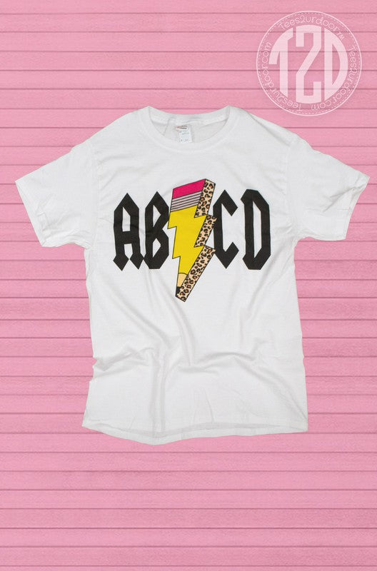 Teacher ABCD Pencil Lightning Bolt T-Shirt