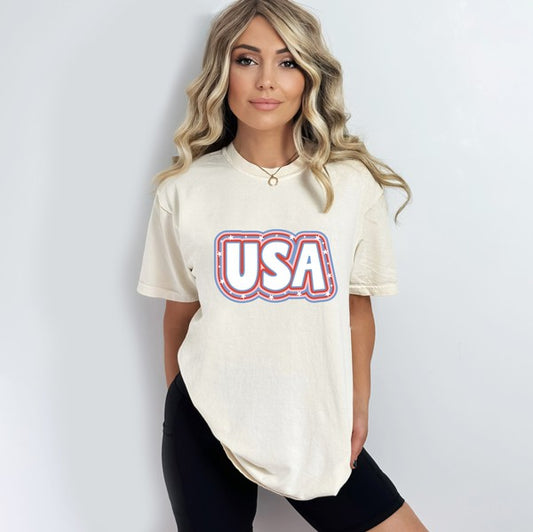 USA Outline Garment Dyed Tee