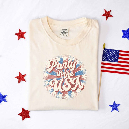Party In The USA Circle Garment Dyed Tee