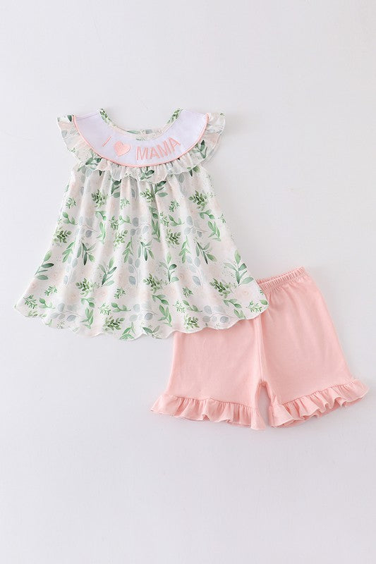 LOVE MAMA FLORAL SMOCKED SET