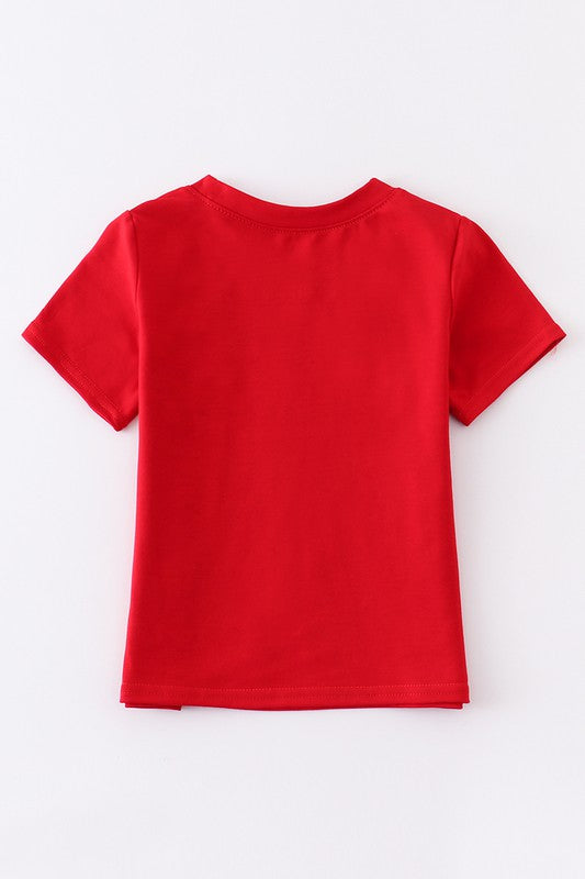 Red patriotic flag applique boy top