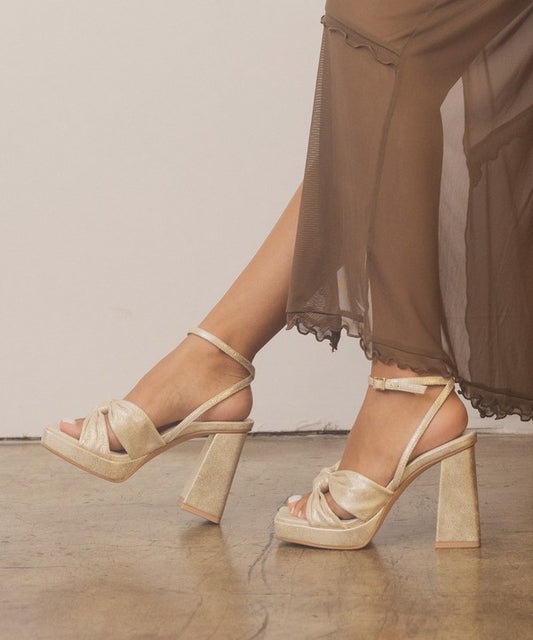 - Knotted Band Platform Heels