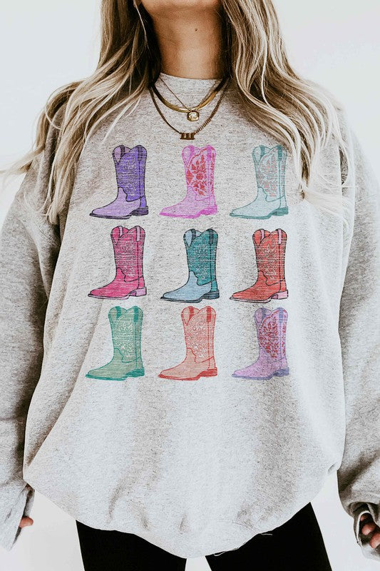 COWGIRL BOOTS WESTERN COUNTRY GRAPHIC SWEATSHIRT