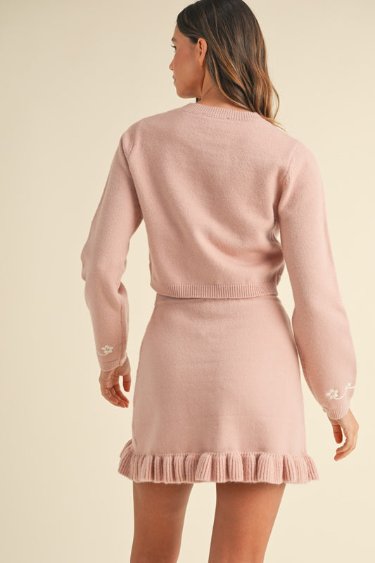 Jakie Cardigan and Ruffled Skirt Set