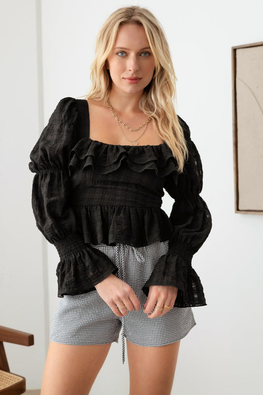 3AM Peplum Long Sleeve Top