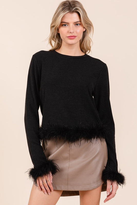 Festive Feather Knit Top