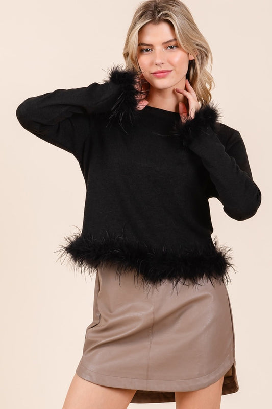 Festive Feather Knit Top