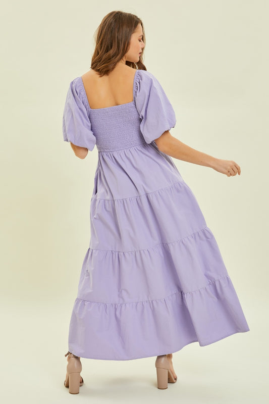 Lilac Ruffled Poplin Dress