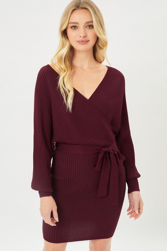 WRAPPED SWEATER DRESS