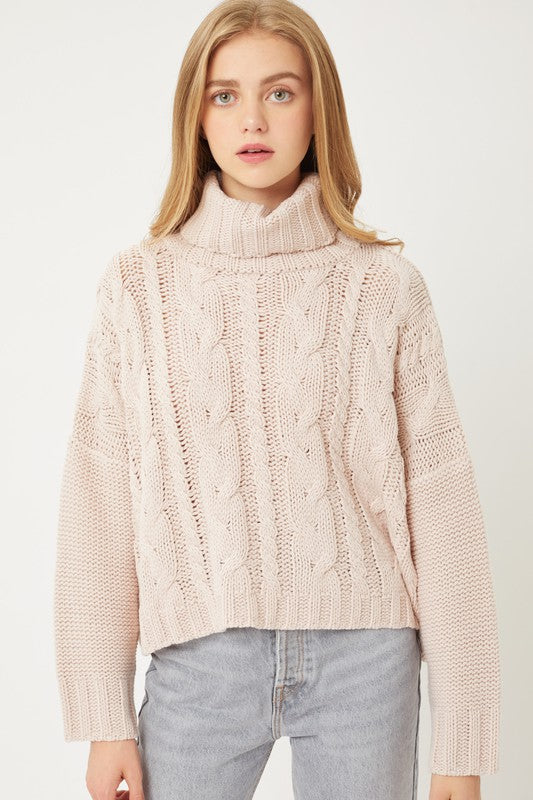 CABLE KNIT TURTLE NECK