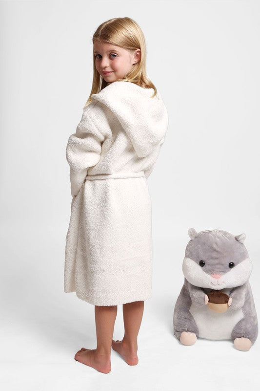 Children's Solid Luxury Soft Hooded Robe w Pocket