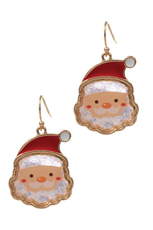 Santa Glitter Shaker Hook Earrings