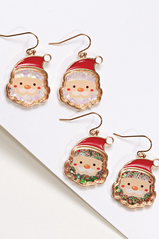 Santa Glitter Shaker Hook Earrings