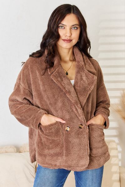 Carmela Double Breasted Fuzzy Coat