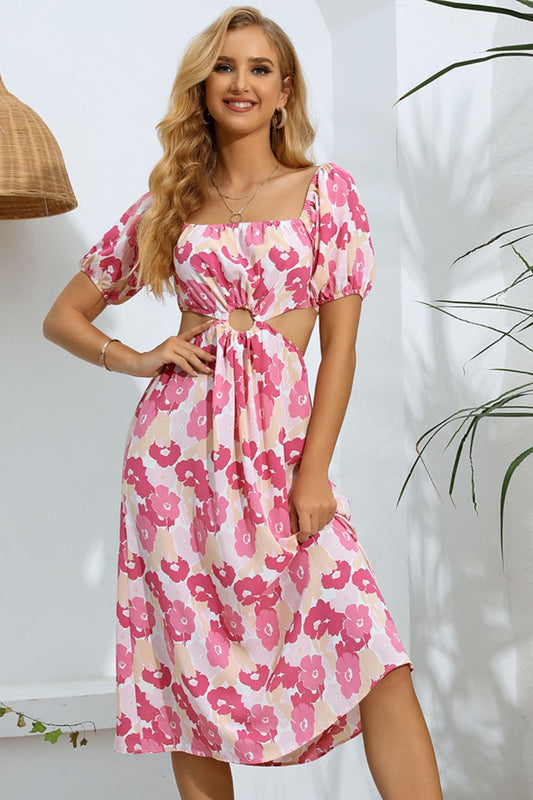 PEONY PUFF SLEEVE MIDI DRESS